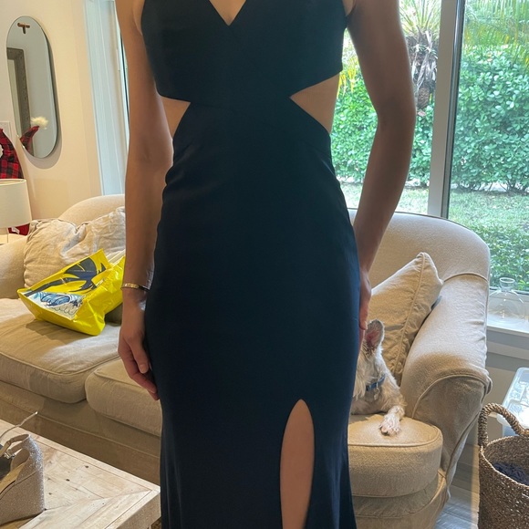 navy blue Jay Godfrey halter gown - Picture 10 of 17